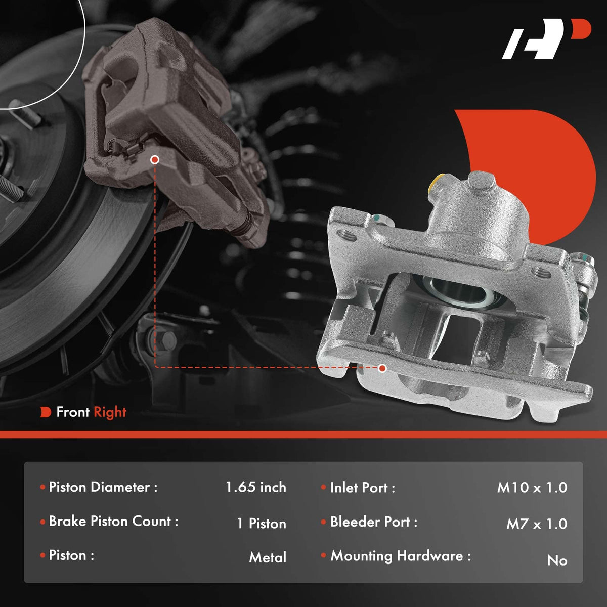 A-Premium Brake Caliper Assembly Compatible with Smart Fortwo 2008-2016 Front Passenger Side