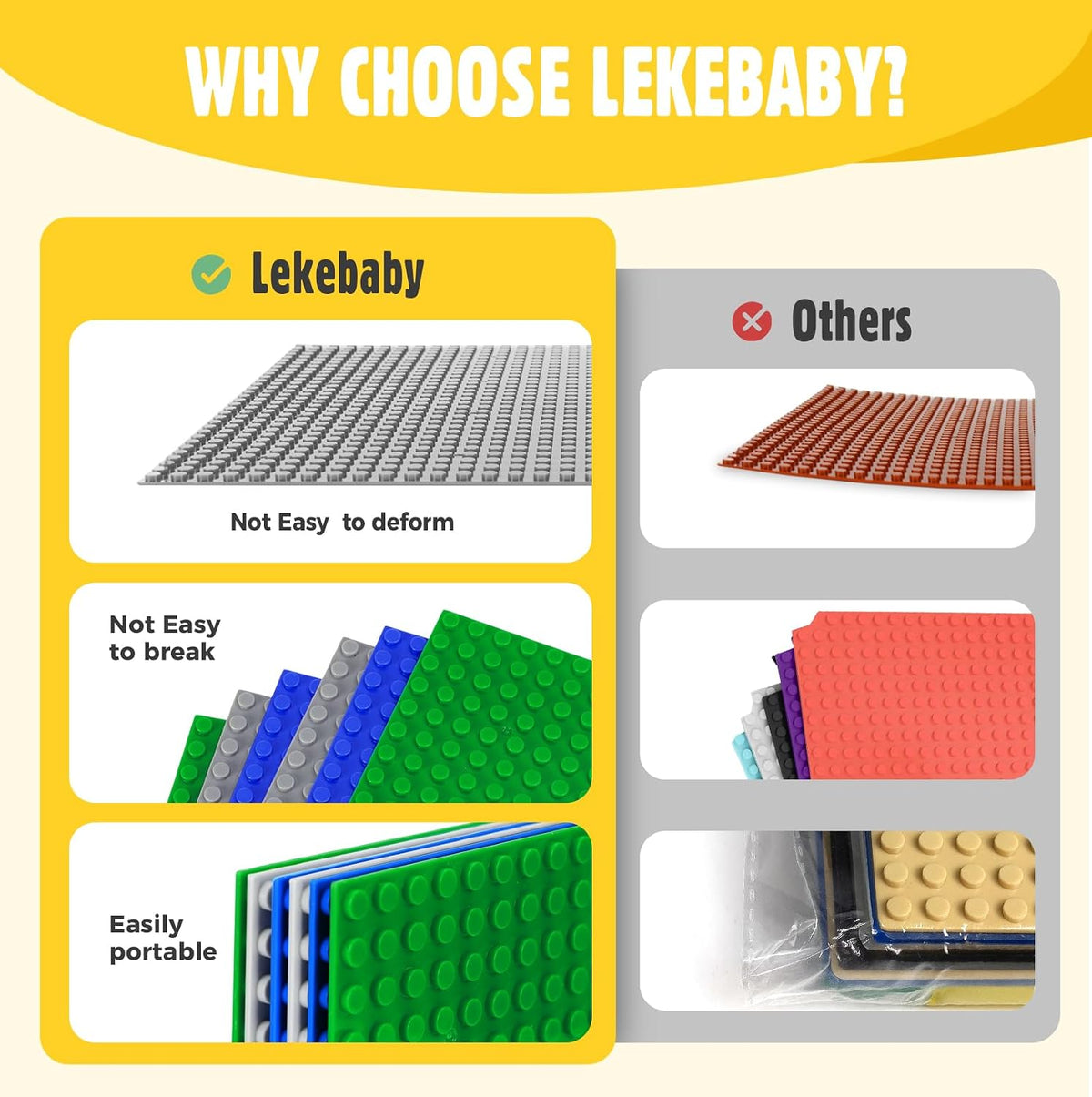Classic Baseplates Building Base Plates for Building Bricks 100% Compatible with Major Brands-Baseplates 10" x 10"