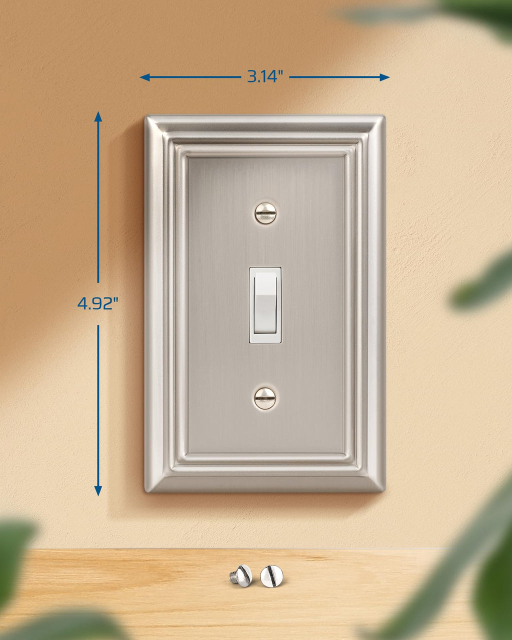 DEWENWILS Metal Wall Plate, Single Toggle Switch Cover, Brushed Nickel