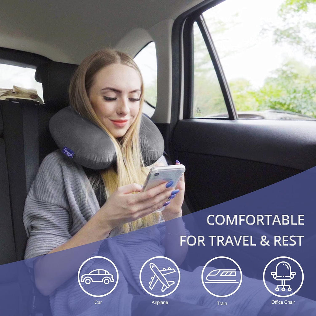 Travel Pillow Memory Foam for Airplanes - Neck Pillow for Traveling, Car, Home, Flight Pillow for Sleeping with