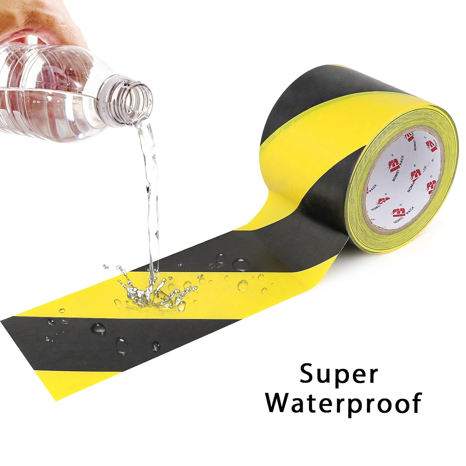 Floor Marking Tape 4 Inch x 108FT Black & Yellow Warning Safety Stripe Tape for Walls, Floors, Pipes, Warterproof