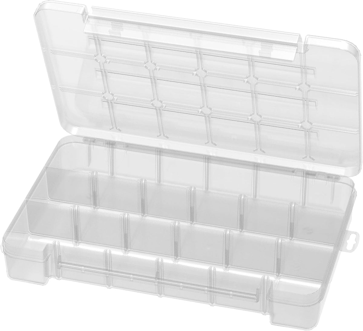 Plastic Portable Parts Storage Case for Hardware and Crafts with Hinged Lid and 5 Adjustable Dividers