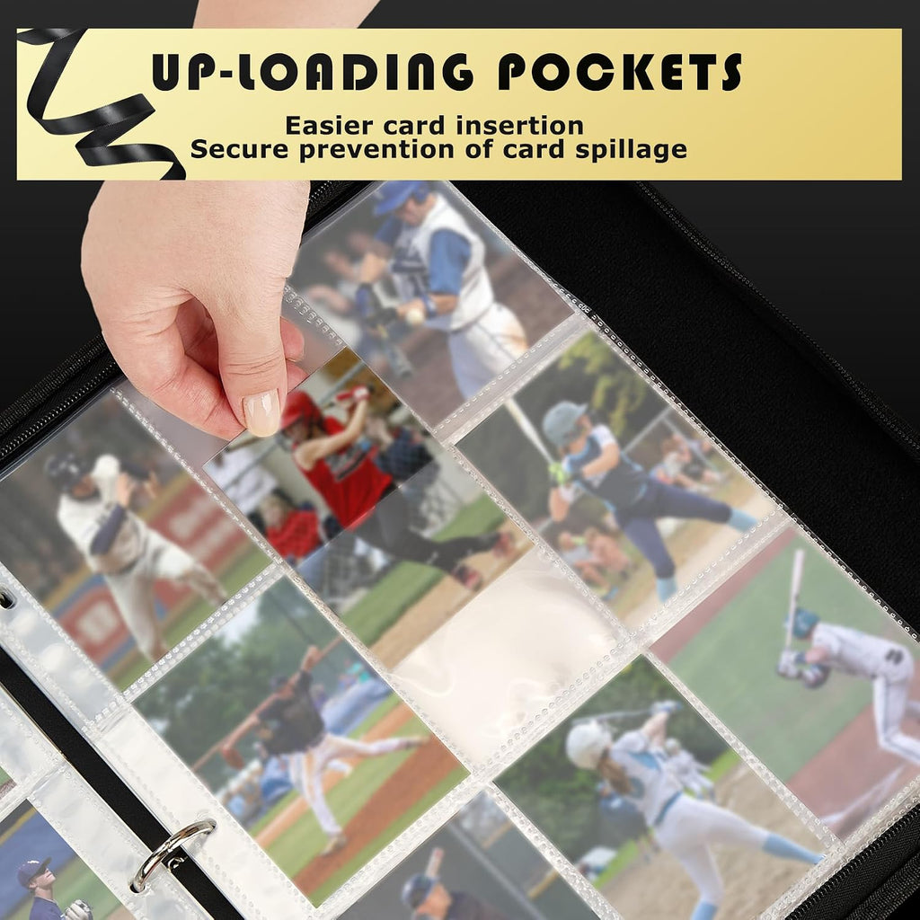 9-Pocket Trading Card Binder, PU Leather Zip Card Binder Album Holds 900 Cards for TCG, Sports Cards, Collectible