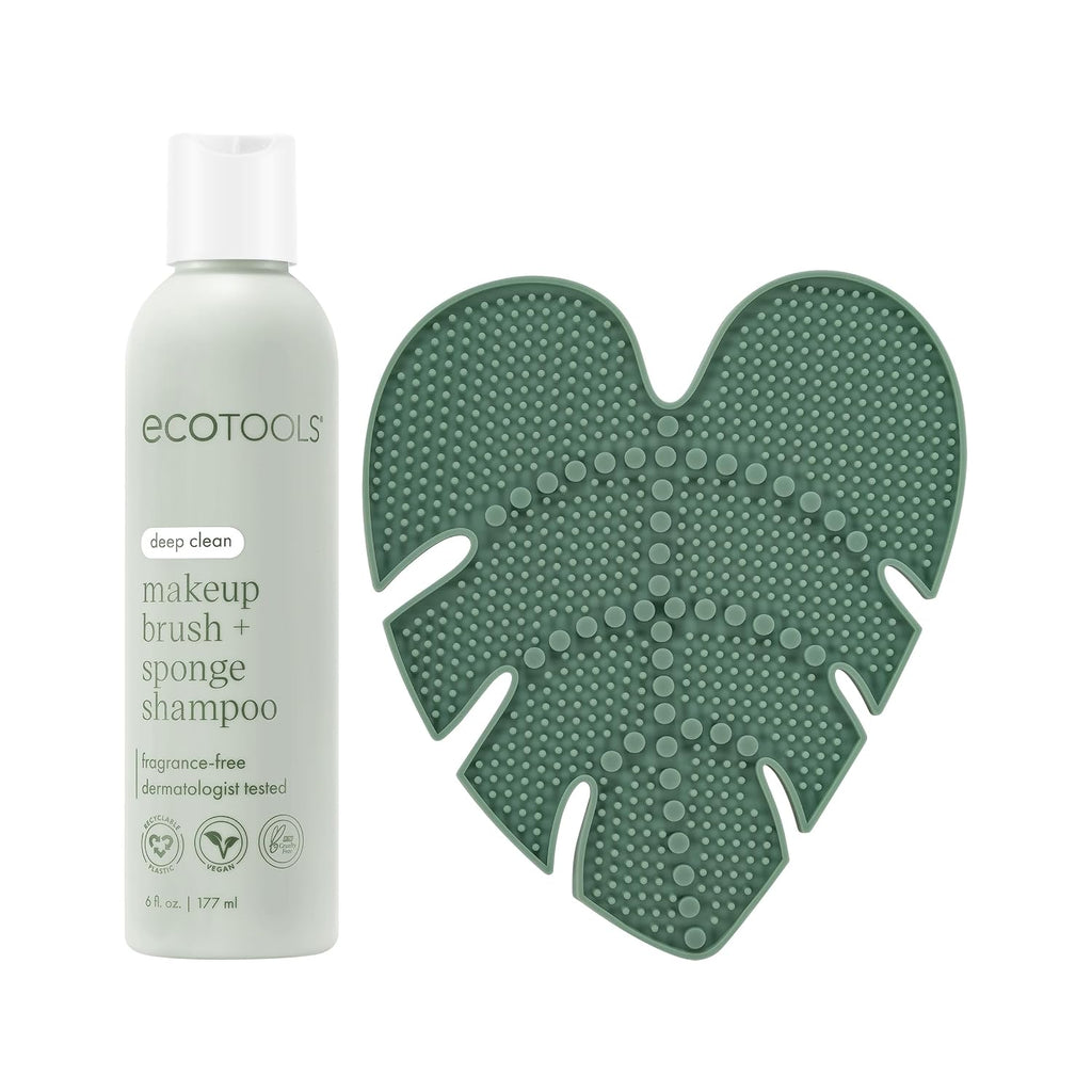 Makeup Brush Cleansing Pad + Deep Clean Shampoo Bundle, Brush Cleaner Mat & Makeup Brush Cleanser For Deep Cleaning