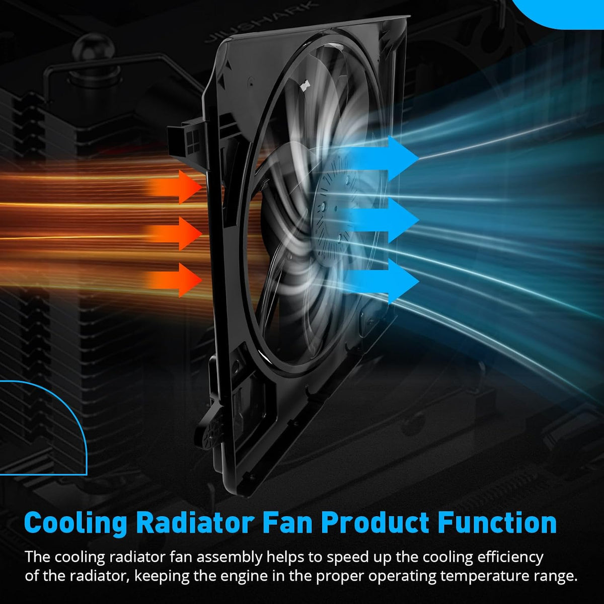 621-601 Engine Cooling Radiator Fan Assembly, Fits for JEE-p Wrangler 2012-2017, for Wrangler JK 2018, Replace 68143894AA 68143894AB 6010277 624080 CF13078