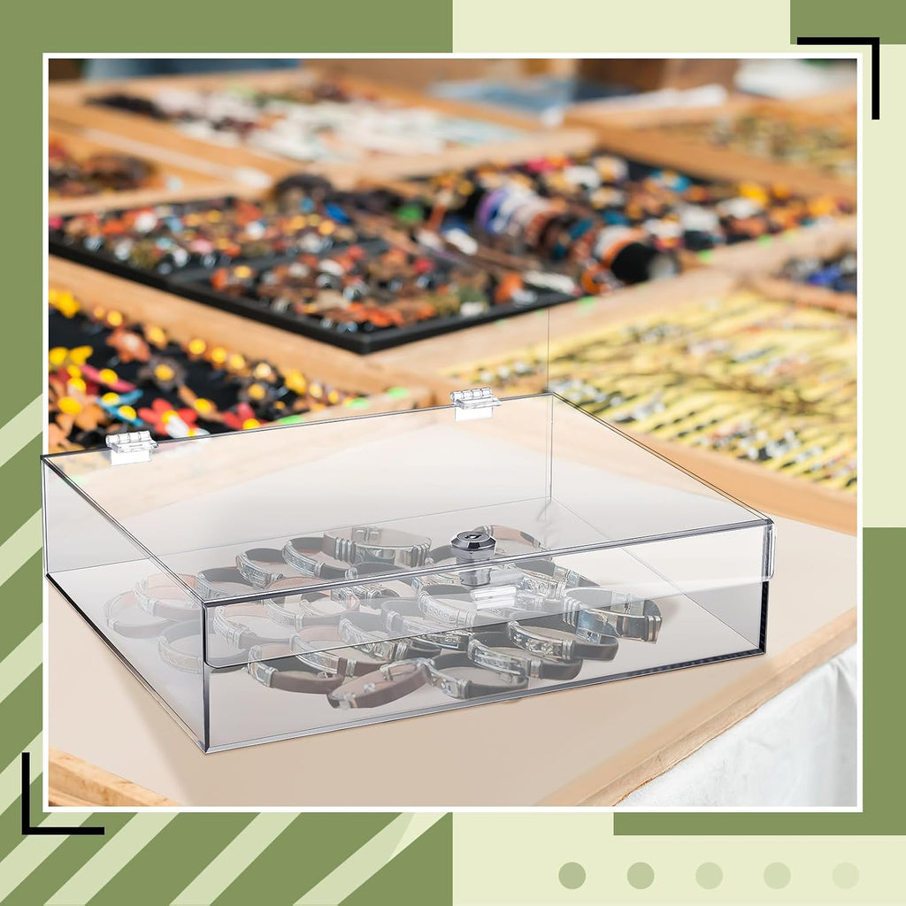 Clear Acrylic Locking Display Case with Keys Large Medication Lock Box Snack Fridge Lock Acrylic Figure Display Case
