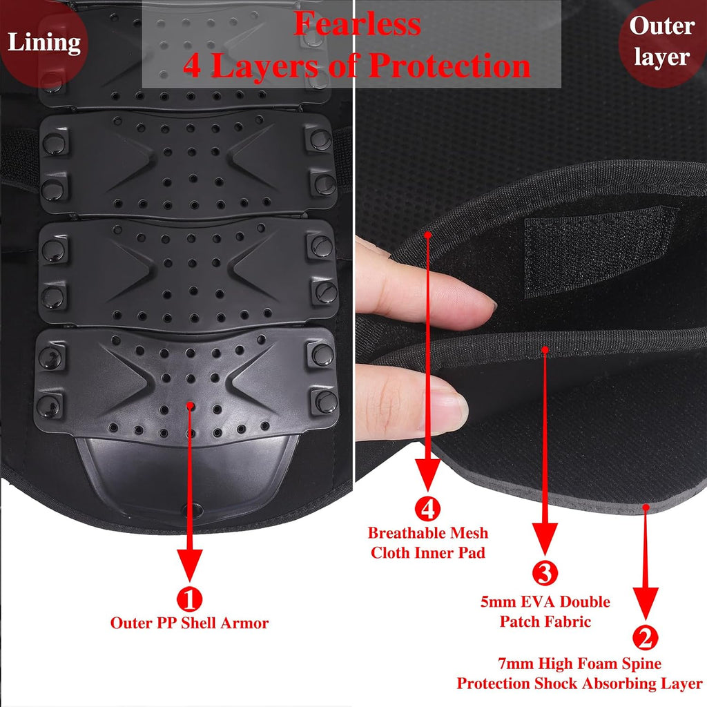 Motorcycle Body Armor Vest Motocross Gear, Dirt Bike Chest Protector for Men Motorcycle Gear Back Protector Off-Road