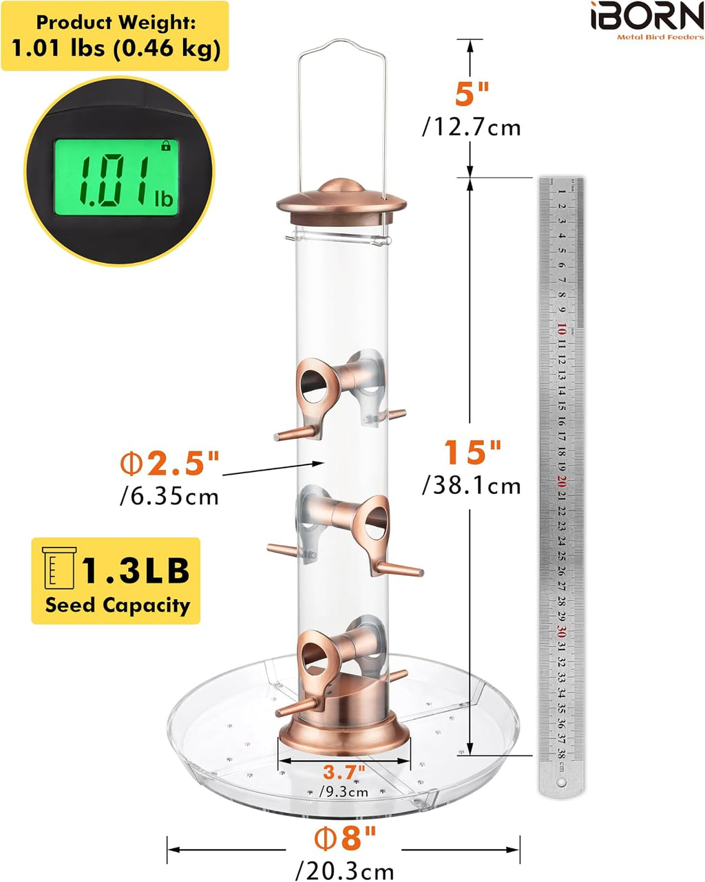 Bird Feeder for Outdoors Seed Catcher Copper,1.3 LB