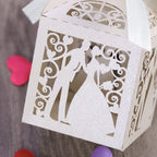 100pcs Wedding Candy Boxes Couple Design Luxury Lase Cut Party Wedding Favor Ribbon Candy Boxes Gift Box Table