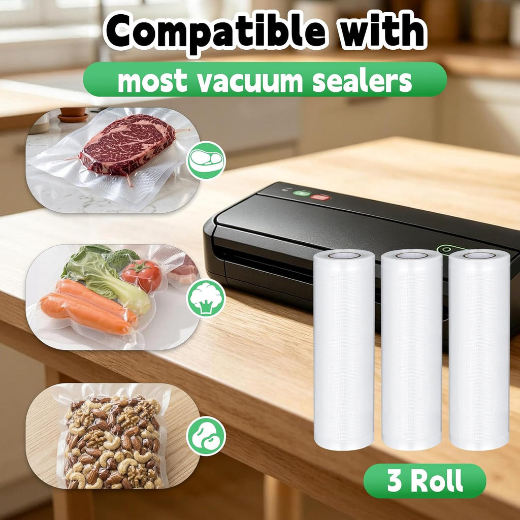 Vacuum Seal Bags For Food Compatible With Foodsaver Bags Rolls, 11 Inch