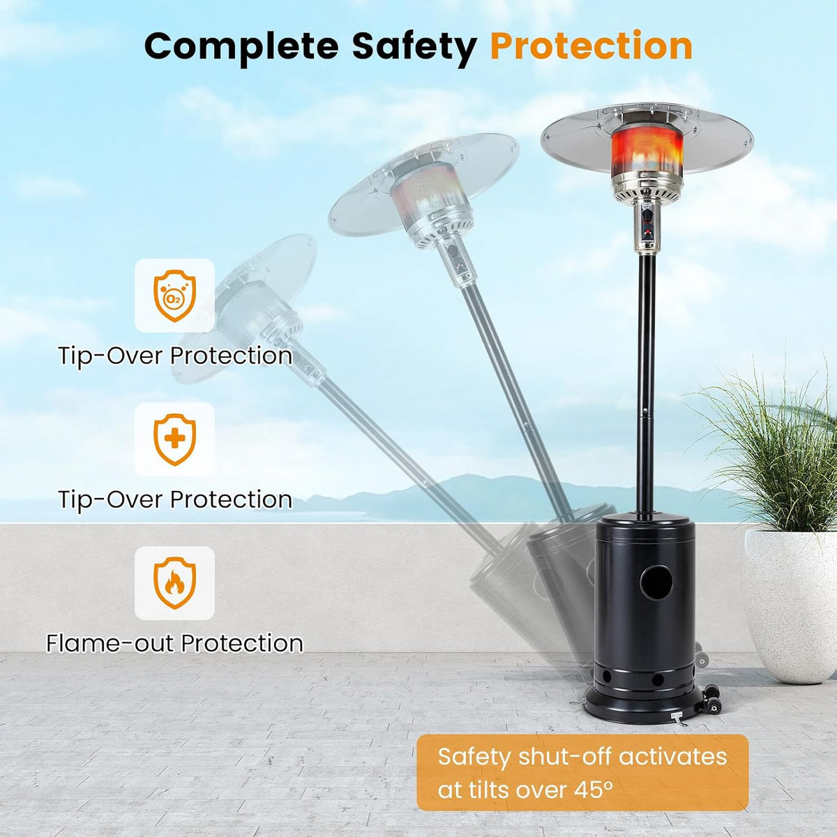 50,000 BTU Propane Patio Heater with Easy Ignition, Black