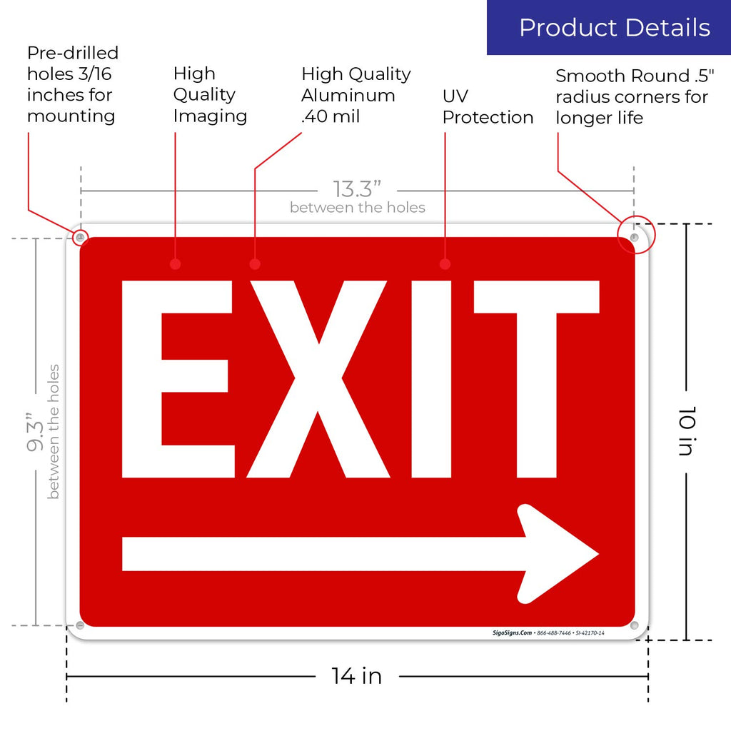 Exit Sign, with Right Arrow