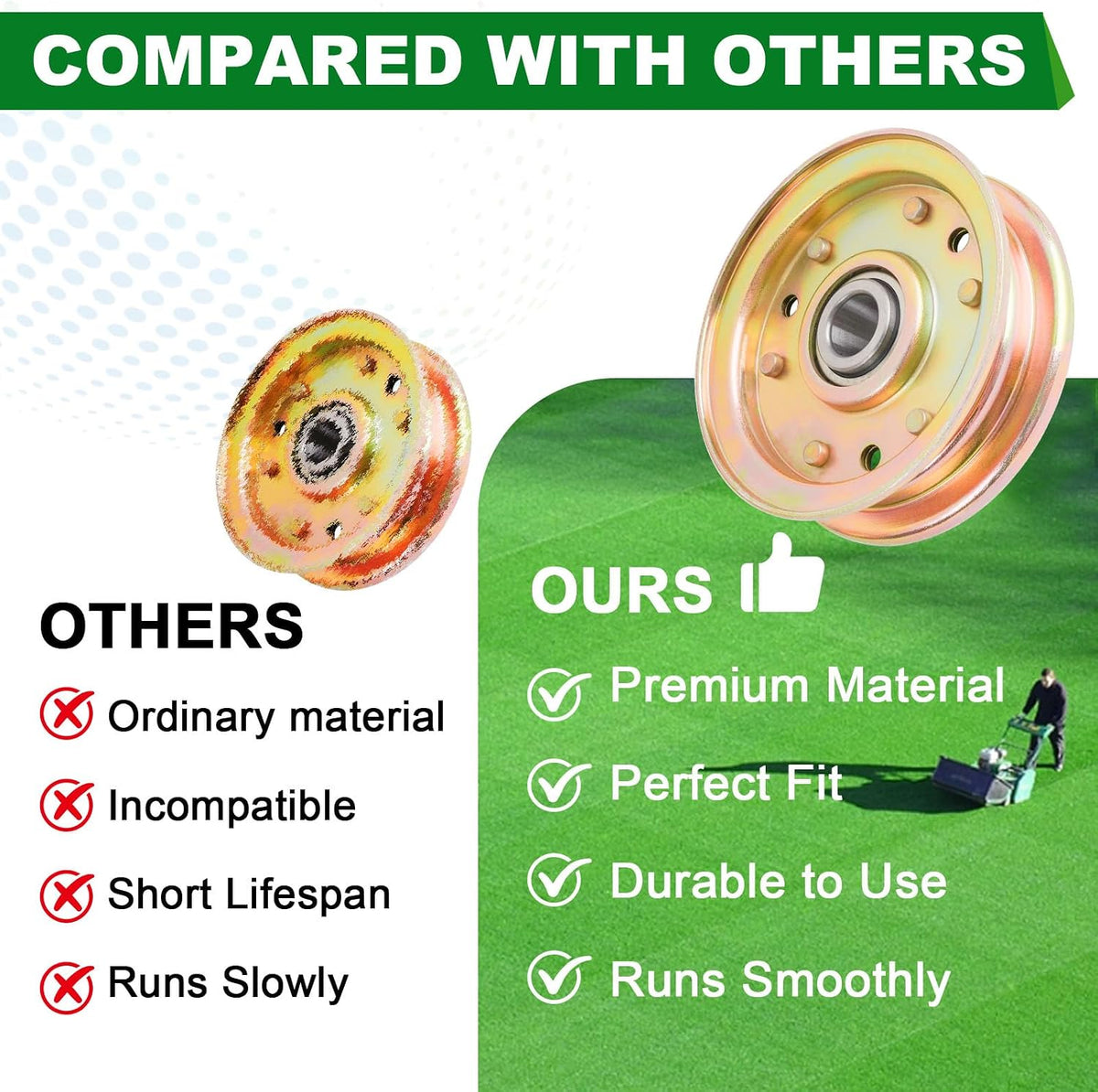 164090 Idler Pulley Fit for King Kutter RFM Series 4' 5' and 6' Finish Mowers