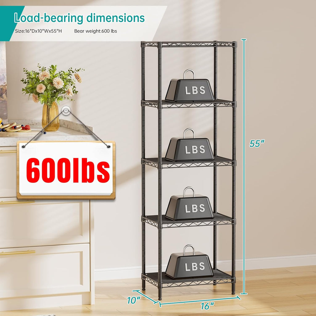 Metal Shelves Wire Shelving：Storage Rack Standing Units Shelf for Kitchen Laundry Bathroom Closet Organizers Pantry