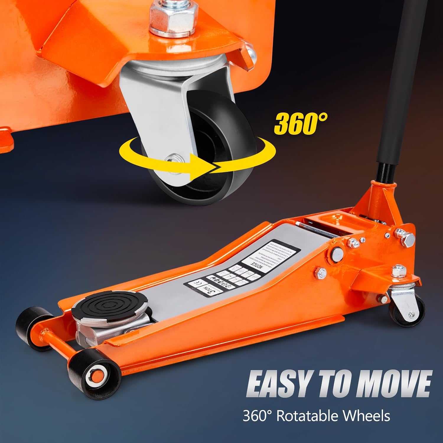 3 Ton Floor Jack, Aluminum and Steel Low Profile Jack with Dual Pistons Quick Lift Pump for Cars & SUVs, Lifting