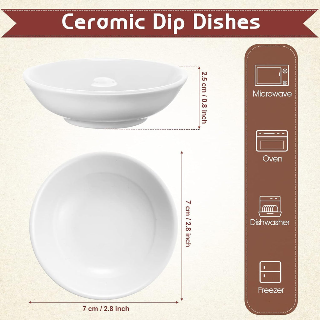 50 Pcs Soy Sauce Dish 1.2 oz Dipping Bowls Bulk, Ceramic