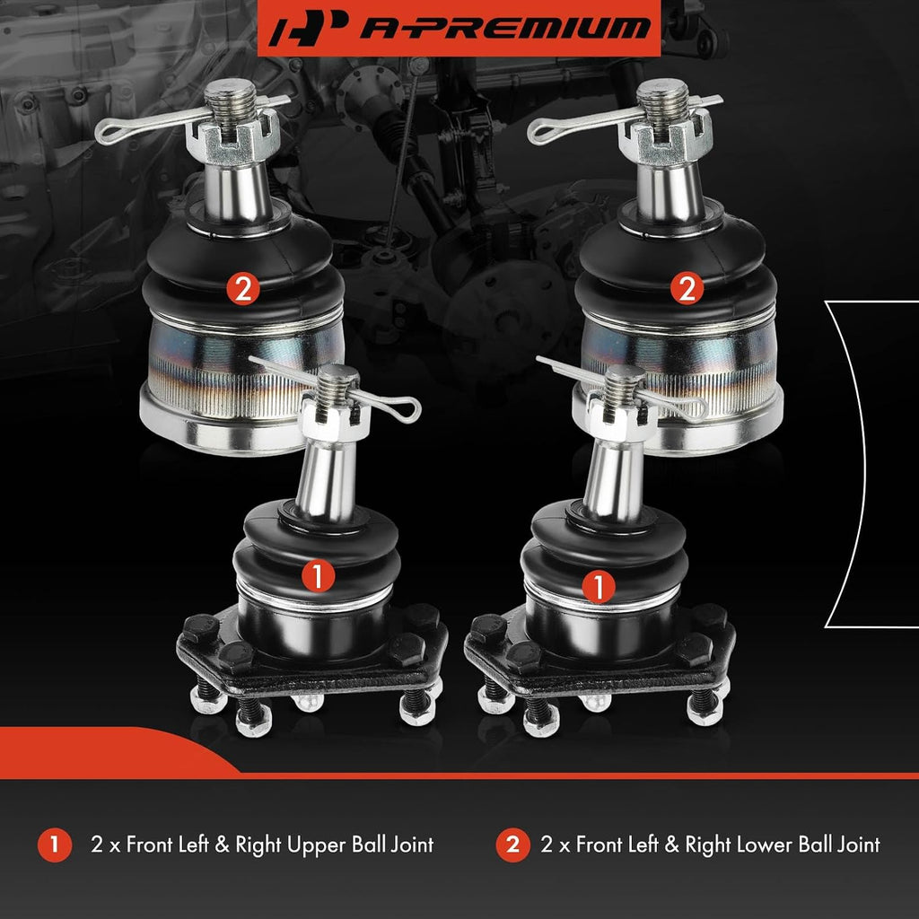 A-Premium Front Upper & Lower Ball Joint Kit, Compatible with Chevy, GMC