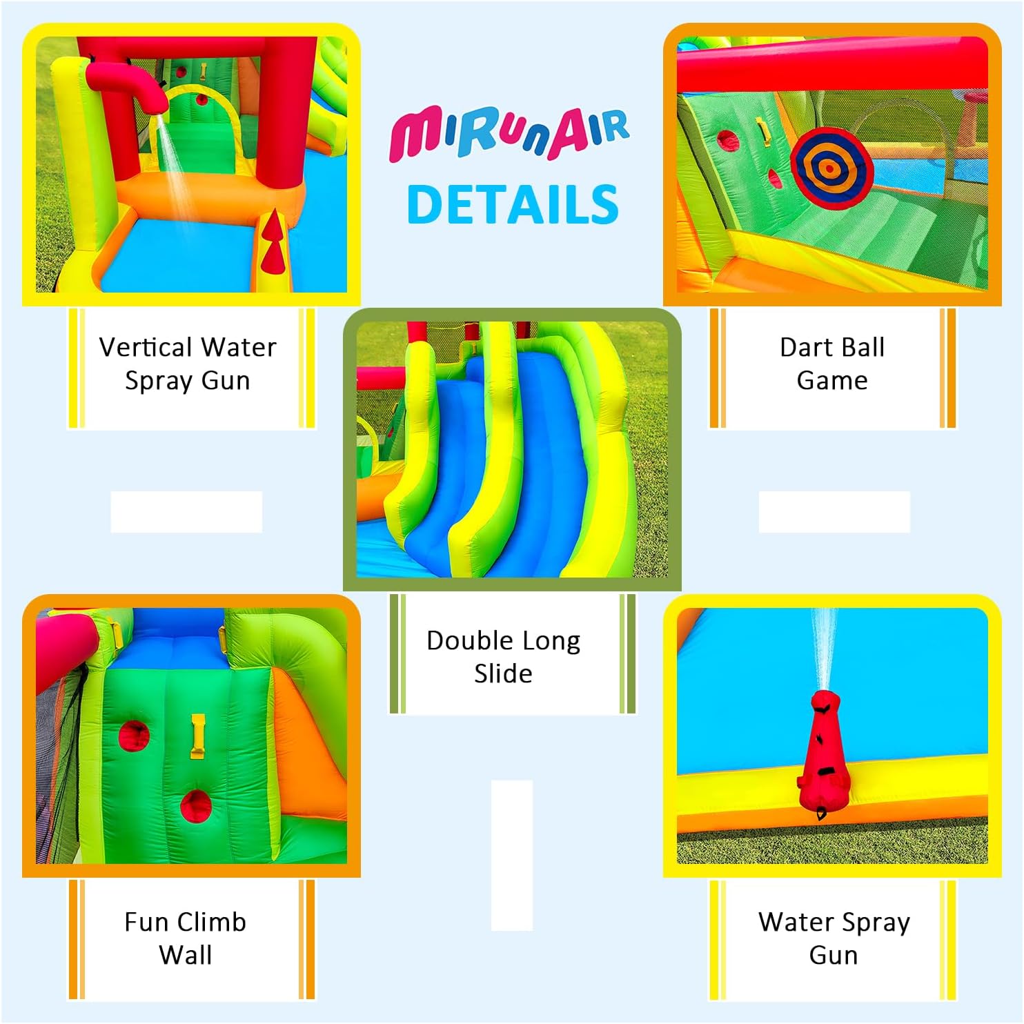 Inflatable Bounce House with Slides, Inflatable Water Slide for Kids Backyard, Bounce Water Prak with Air Blower