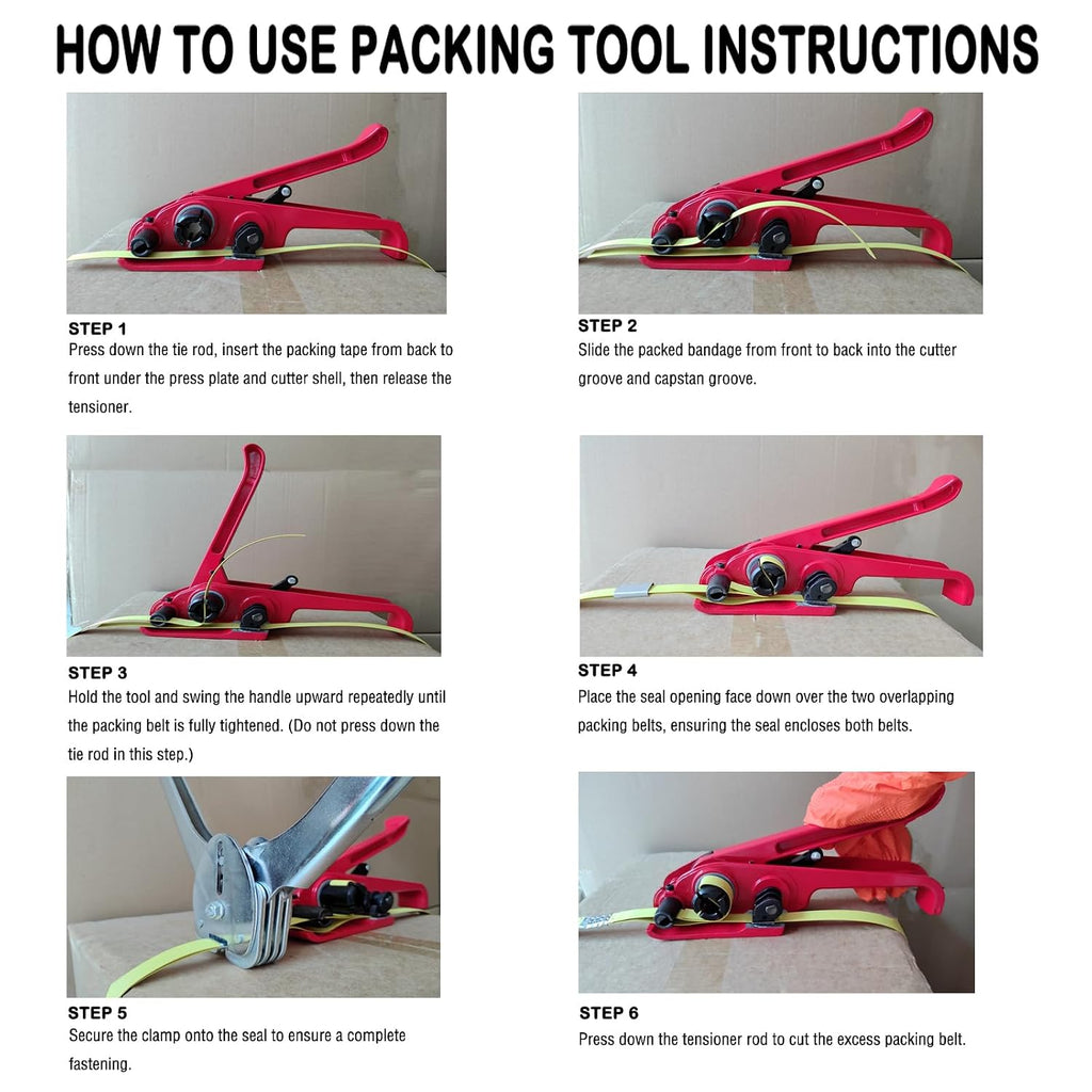 Banding Strapping Kit, Packaging Strapping Banding Tool | Pallet Strapping Kit with Tensioner Tool Sealer, 4000"