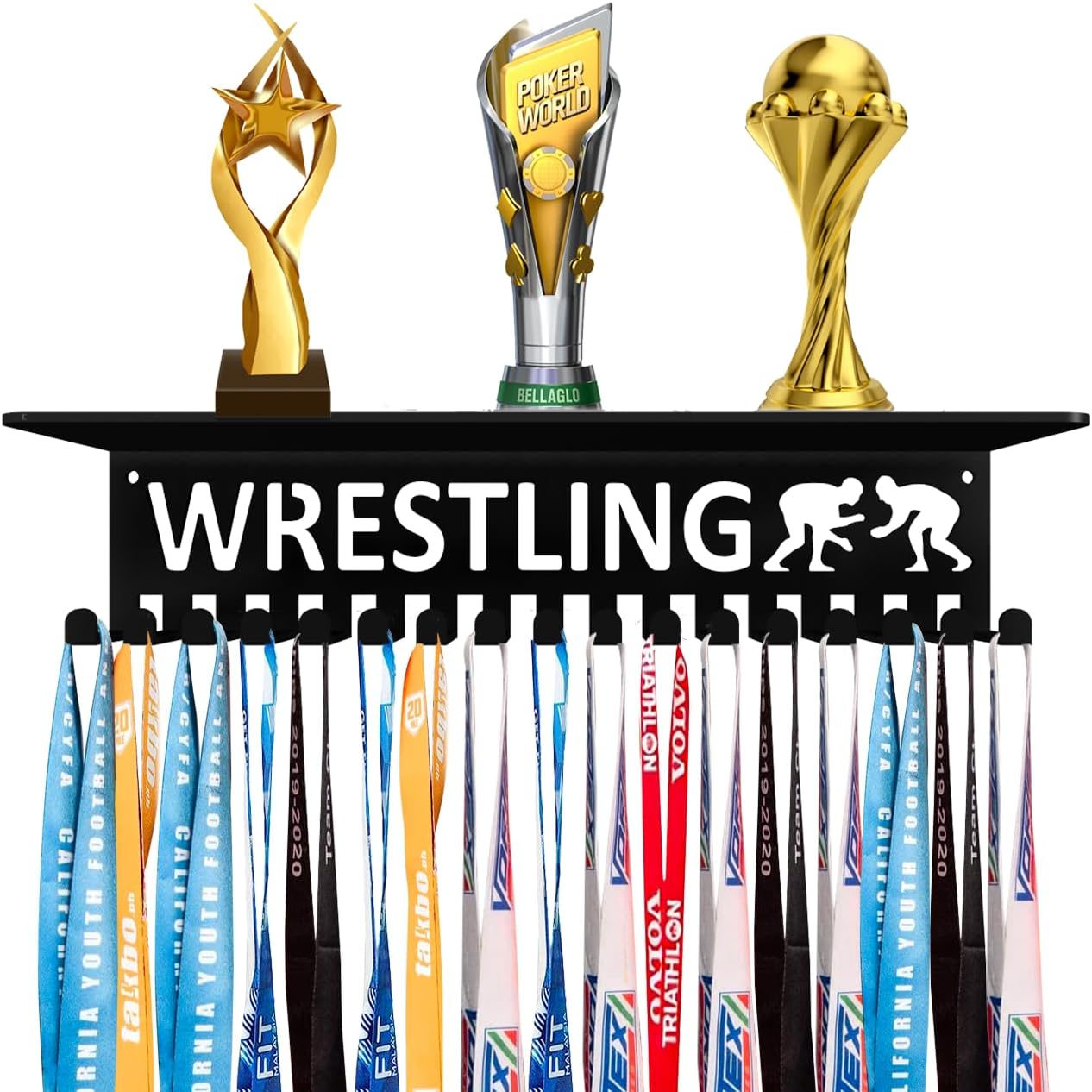 Medal Hanger Ribbon Holder Wall Metal Rack Organizer Awards Ribbon Cheer Gymnastics Soccer Runner Medals