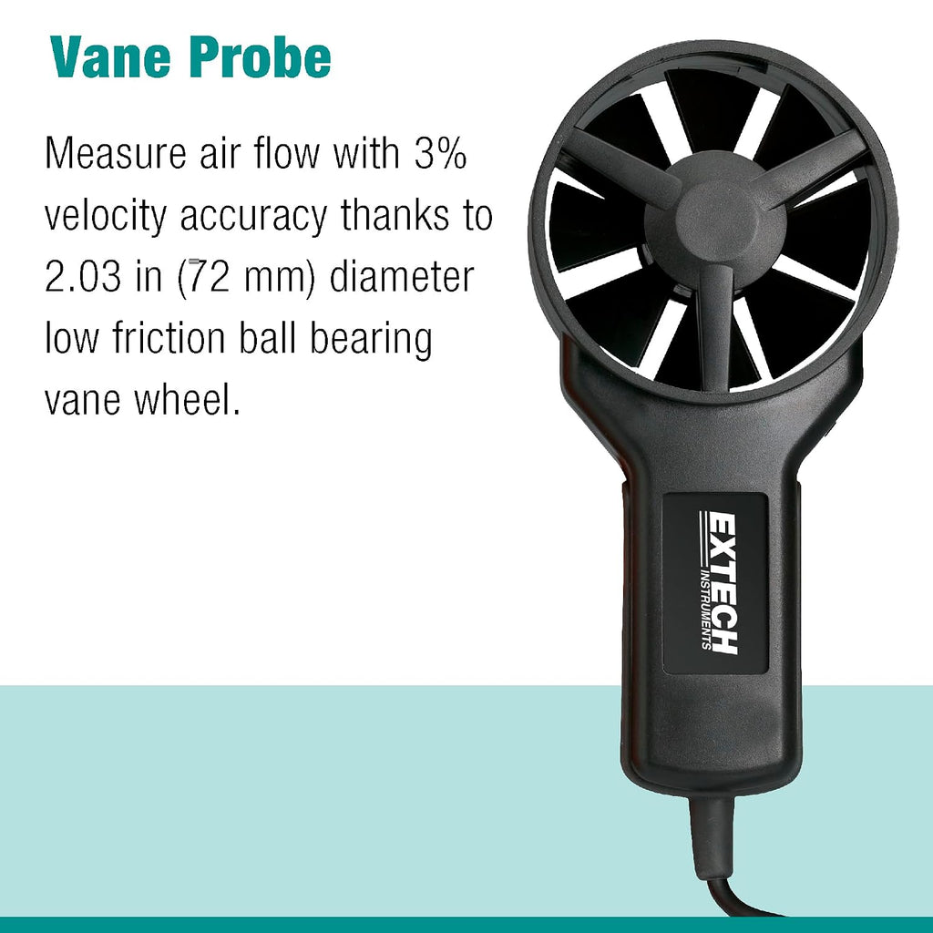 Extech AN100 CFM/CMM Mini Thermo-Anemometer, Air Flow and Velocity