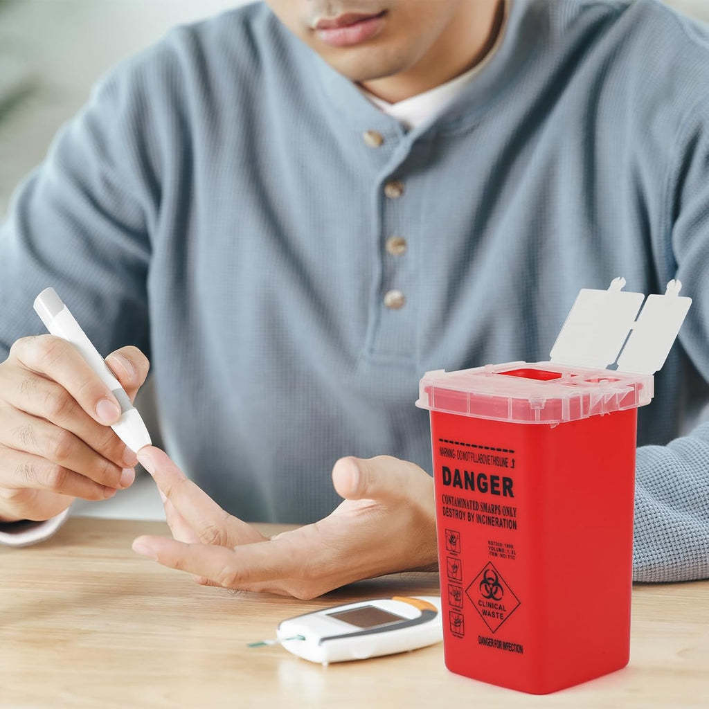3-Pack Sharps Container for Home Use and Professional | 1 Quart Biohazard Needle and Syringe Disposal, Needle