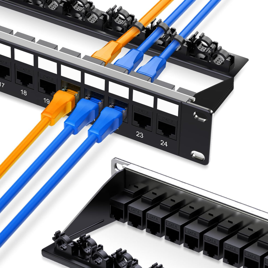 24 Port Cat6 Keystone Patch Panel 1U 19-Inch Rackmount