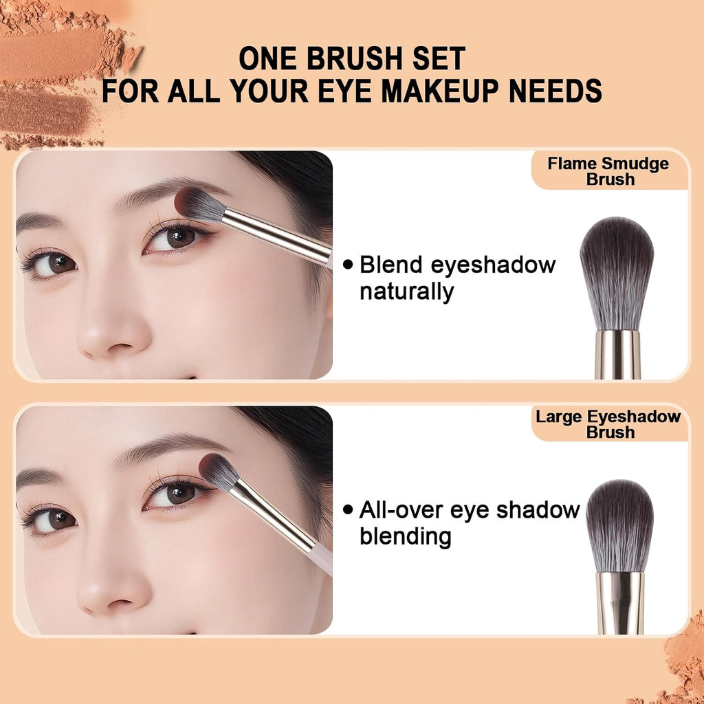 Eye Makeup Brush Set, 5Pcs Professional Blending Eyeshadow Makeup Brushes with Synthetic & Wood Handle Angled Eyebrow