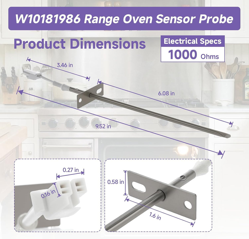 W10181986 Oven Temperature Sensor Probe Replacement Part