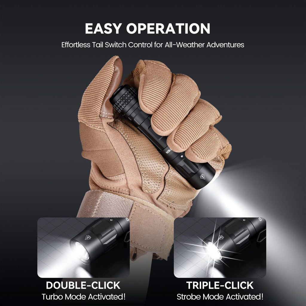 M70 EDC Flashlight 1100 Lumens, USB-C Rechargeable Pocket Light with Clip, 5 Modes Compact LED Light for Camping
