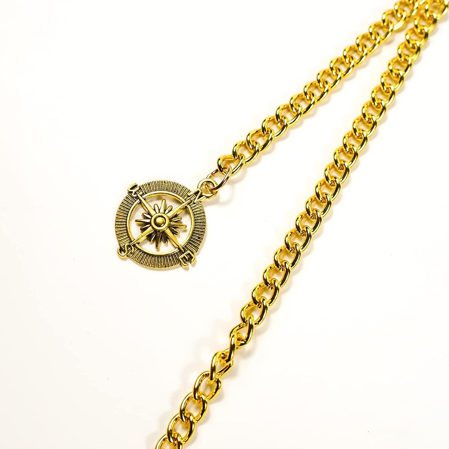 Men's Pocket Watch Chain Albert Vest Chain Compass Necklace Pendant Design Pendant T Bar
