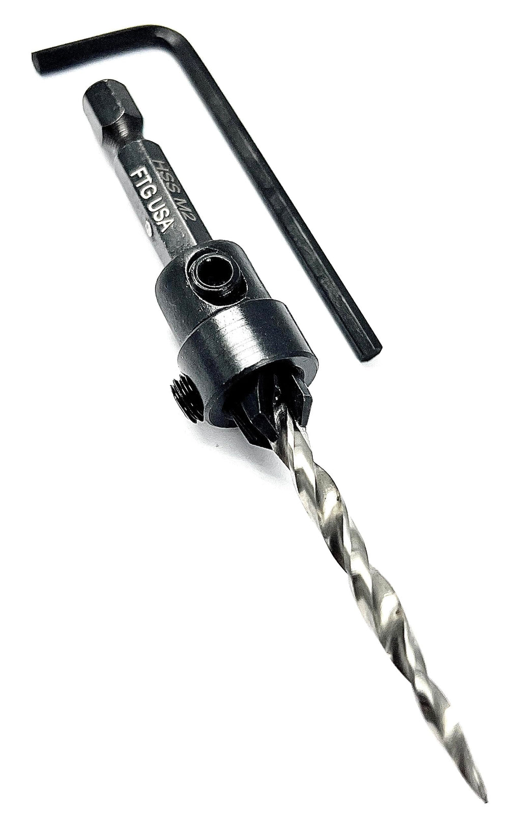 FTG USA #8(11/64") Tapered Wood Countersink Drill Bit w/ 3/8" Collar & Case