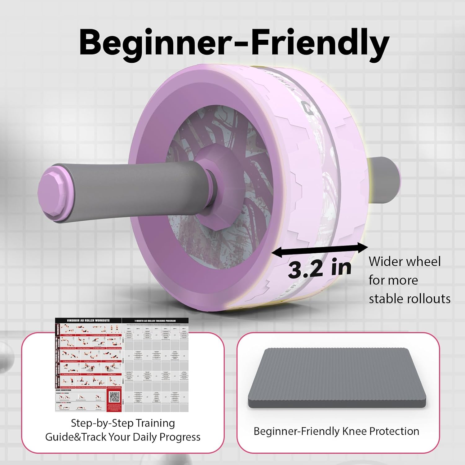 Ab Roller Wheel, Abs & Core Workout Equipment for Home Gym with Knee Pad Accessories, Abdominal Wheel for Full-body