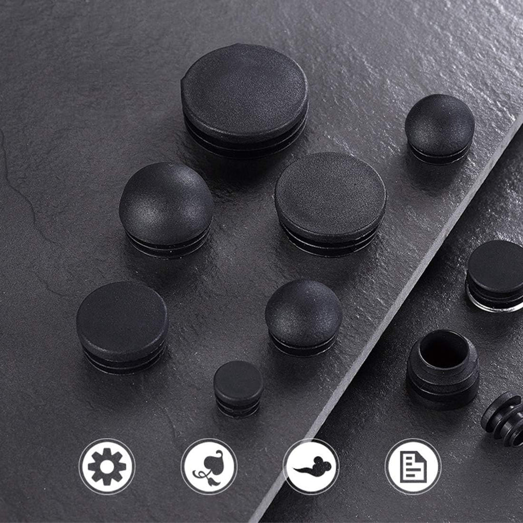 12PCS 45mm 1 3/4 Inch Round Black Plastic Plug End Cap