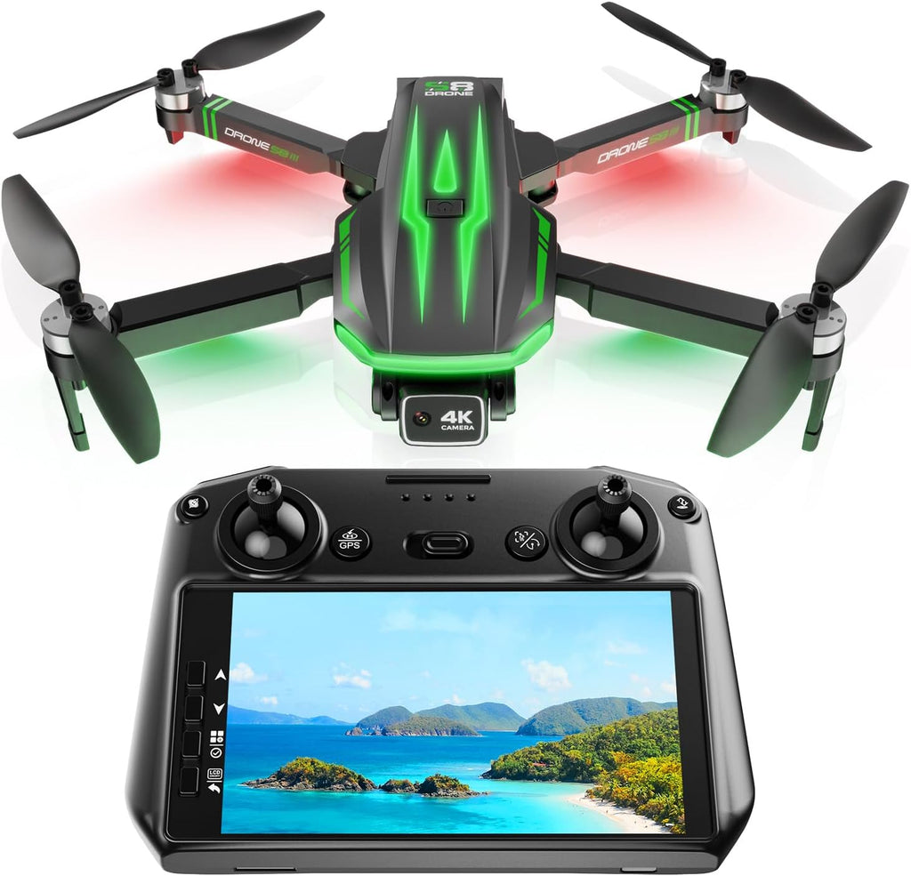 S8 GPS Drones with EIS 4K Camera for Adults kids, 5" Screen on Controller,60 Min Flight Time,Auto Return,Long Range