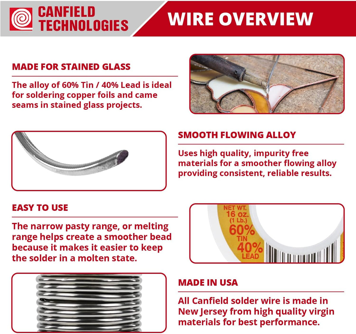 Canfield 60/40 solder for stained glass