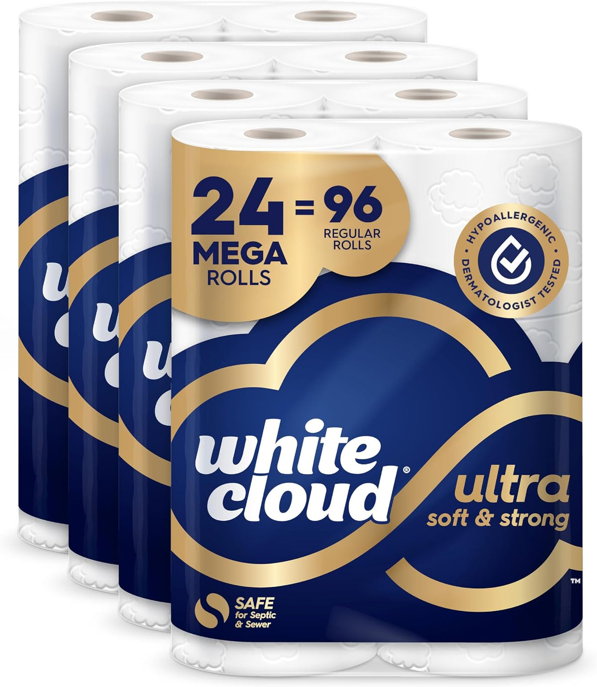 Ultra Soft and Strong Bath Tissue, 4 Packs of 6 Mega Rolls
