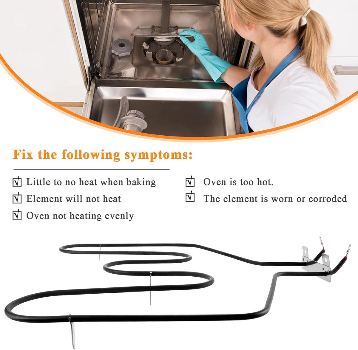 UPGRADED WB44T10011 Oven Range Stove Bake Element by Blutoget - Fit for General Electric Hotpoint Ken-more Ranges JBP78WB4WW JBP66WB4WW JBP78WB1WW JCBP80SK2SS WB44T10059 AP2030997 PS249286 EAP249286