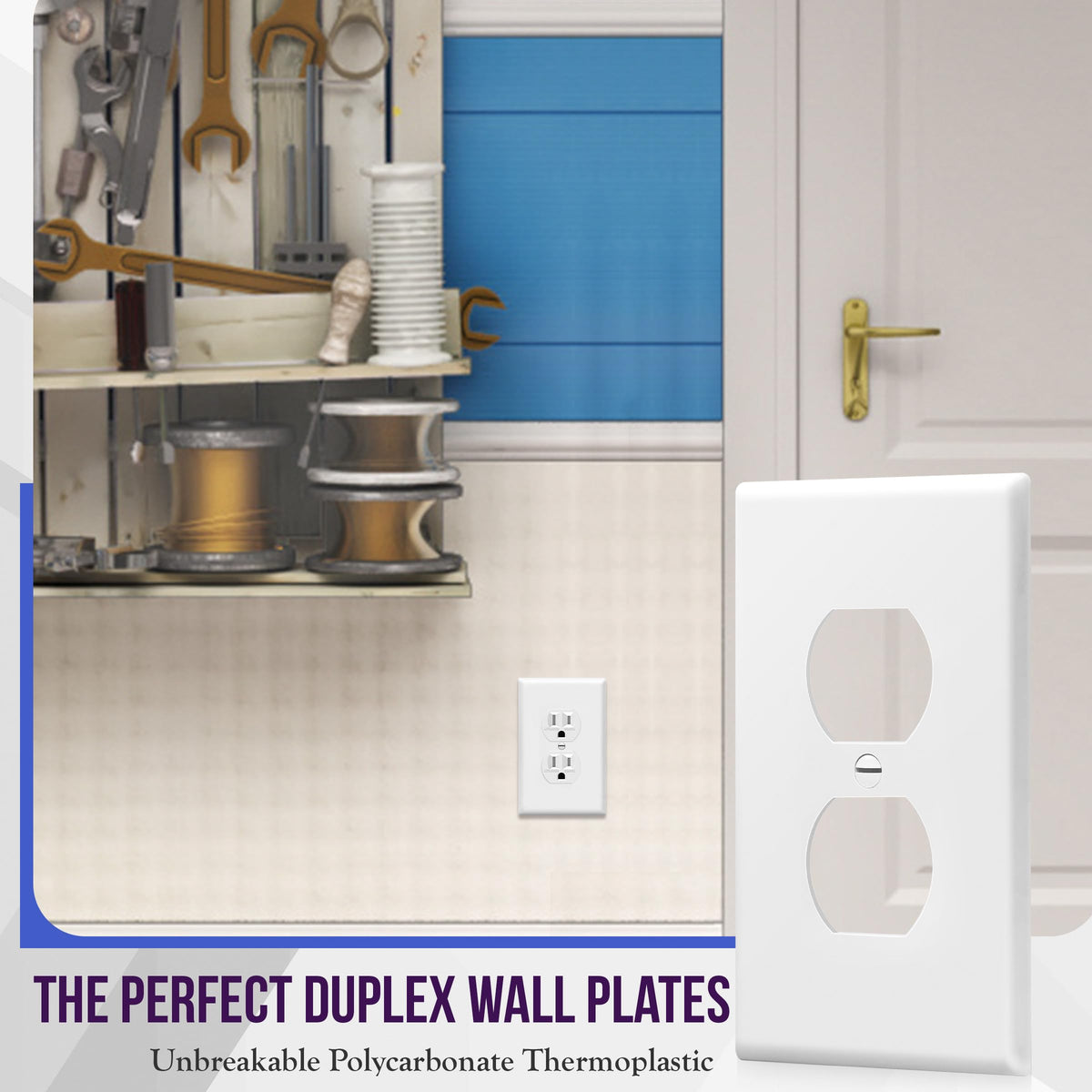 ENERLITES 10 Pack Mid-Size Duplex Outlet Covers Wall Plate, White