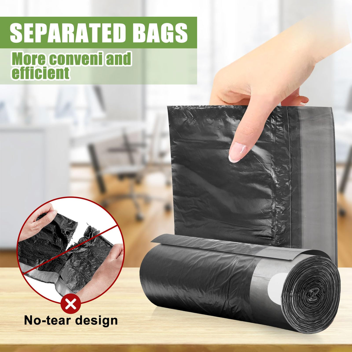 1.6 Gallon Trash Bags Drawstring, Mini Trash Bags, Black, 132 Count