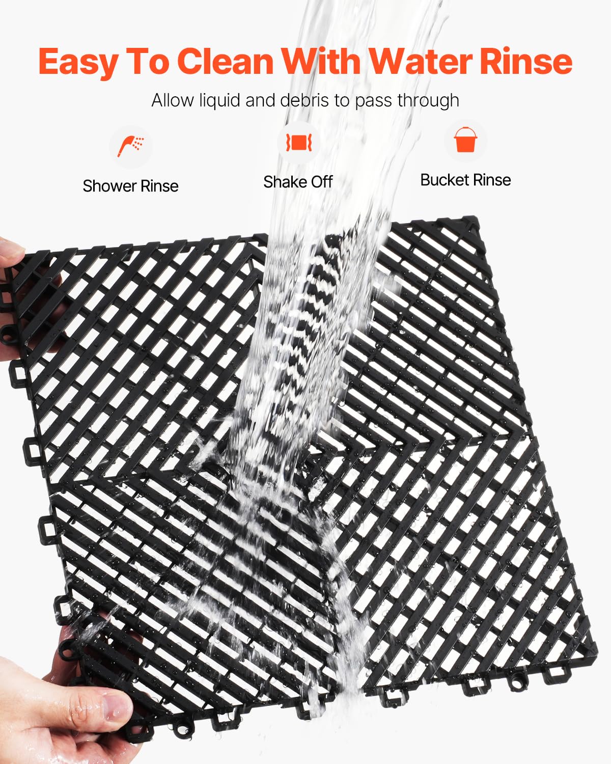 Interlocking Drainage Mat, 12” x 12” Modular Interlocking Cushion, 12 Pcs Splicing Drainage Mats, Non-Slip PP