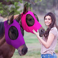 2 Pcs Mesh Horse Fly Mask with Ears, L, Purple, Pink