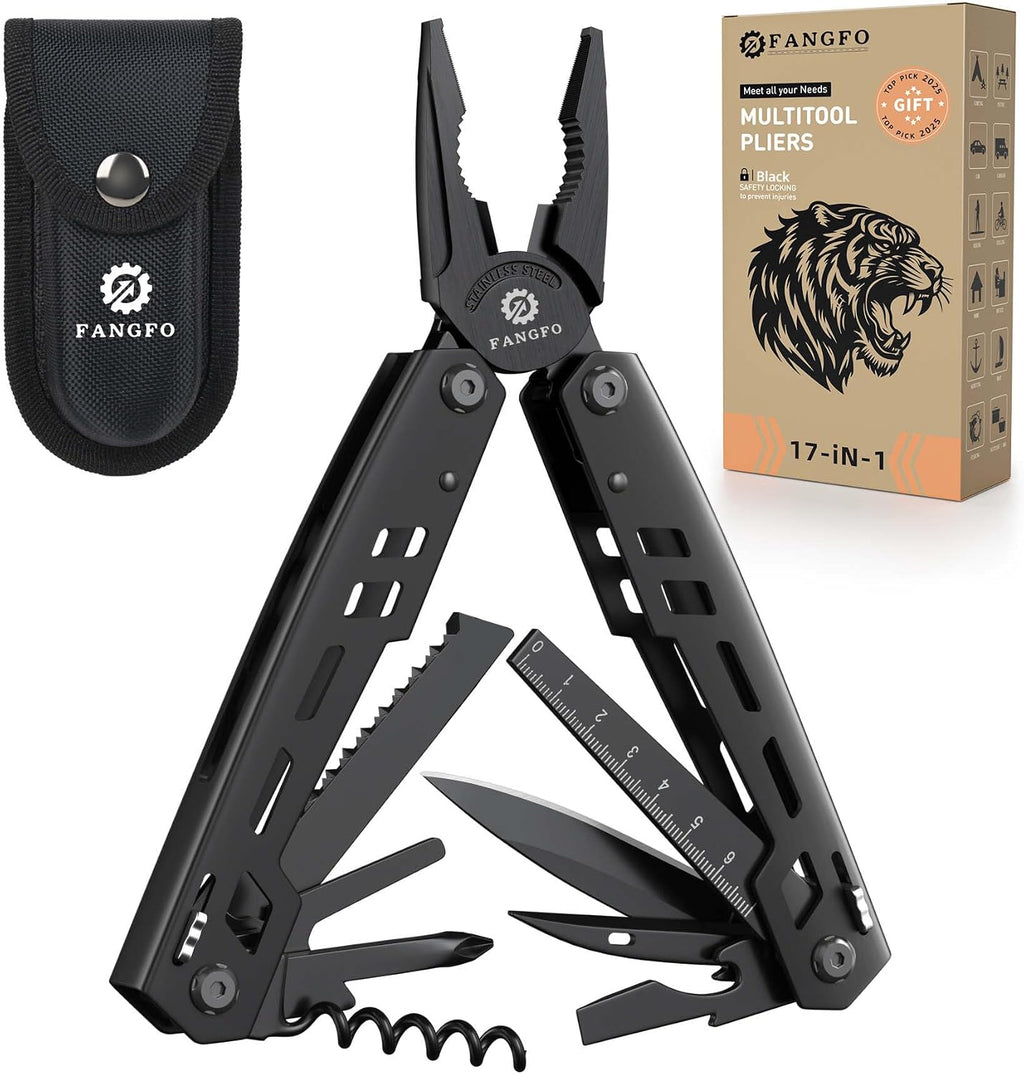Multitool 17-in-1 Stainless Steel Multi Tool with Pocket Knife Needle Nose Pliers Bottle Opener Screwdriver