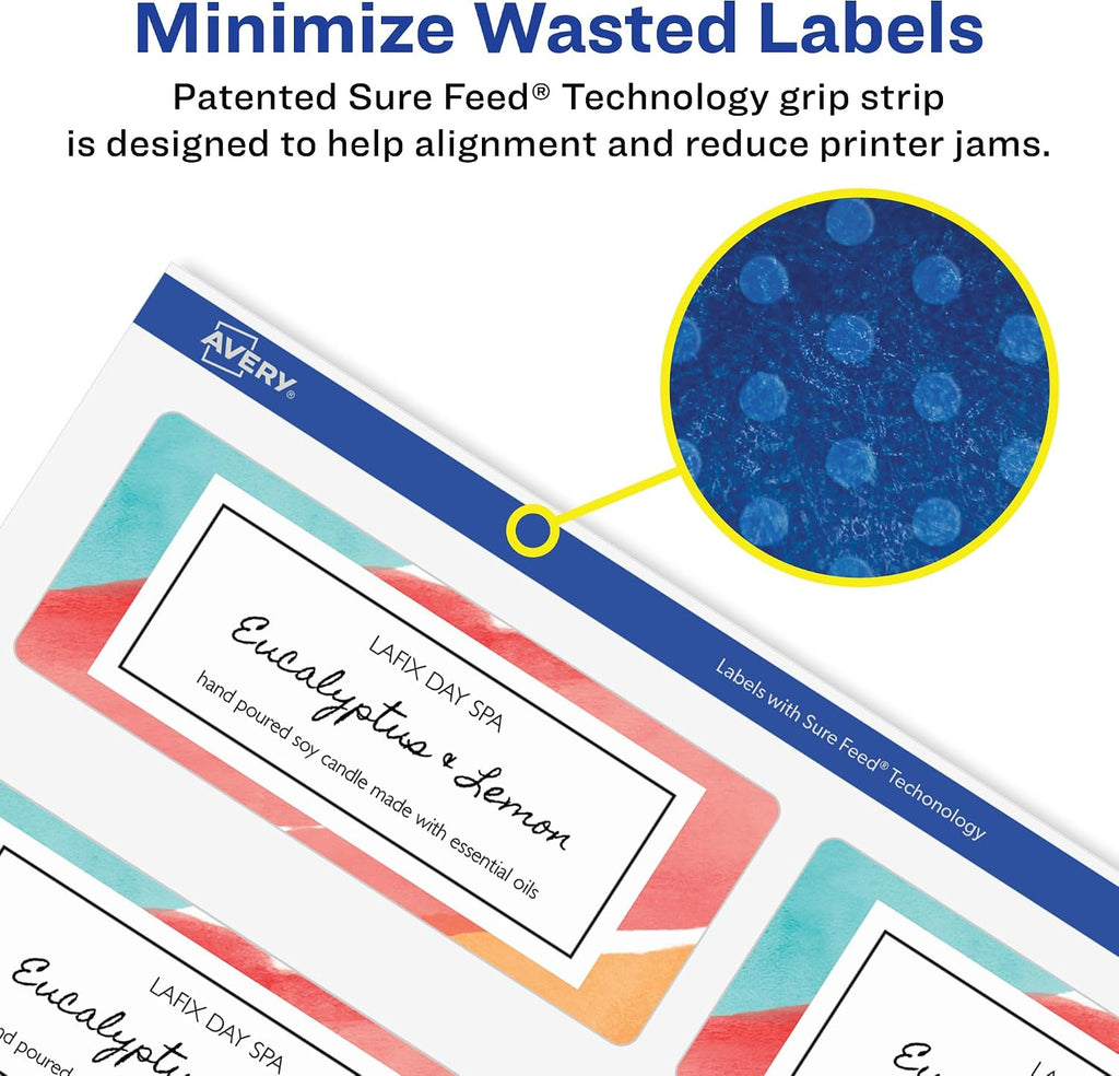 Shipping Labels, Sure Feed and Easy Peel Technology, Glossy White Labels, 2" x 4", Permanent Adhesive, Laser/Inkjet