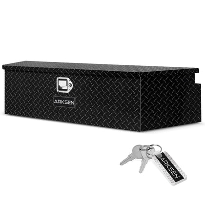 49" Trailer Tongue Box, Heavy Duty Diamond Plate Tool Chest, Black