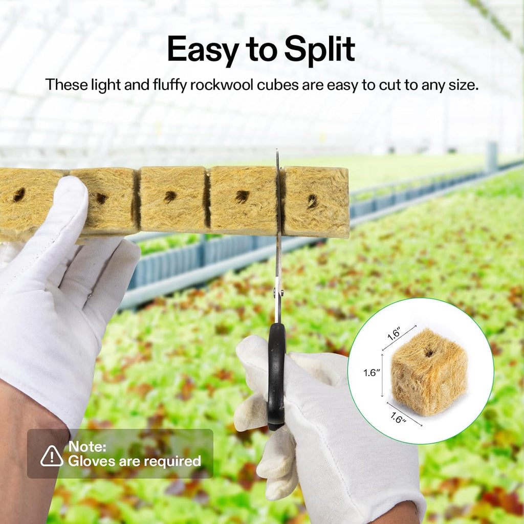 1.6" Rockwool Cubes, 28 Plugs Stonewool Starter Grow Cubes