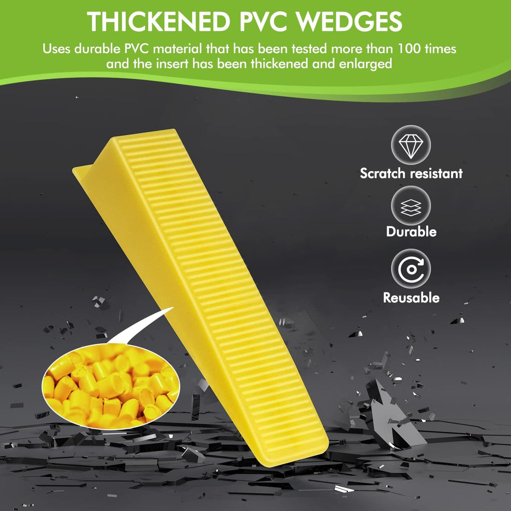 Tile Leveling System Wedges, 300pcs Reusable Tile Leveler Wedges for 1/8",1/12",1/16", 1/32" Spacers and Tile