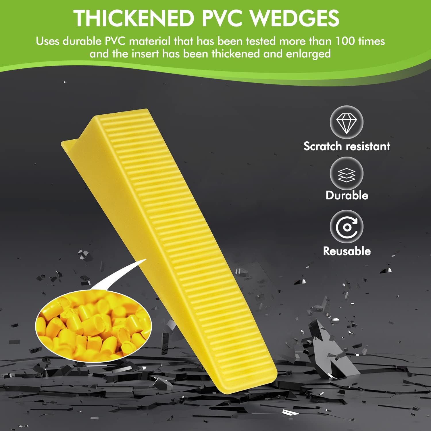 Tile Leveling System Wedges, 300pcs Reusable Tile Leveler Wedges for 1/8",1/12",1/16", 1/32" Spacers and Tile