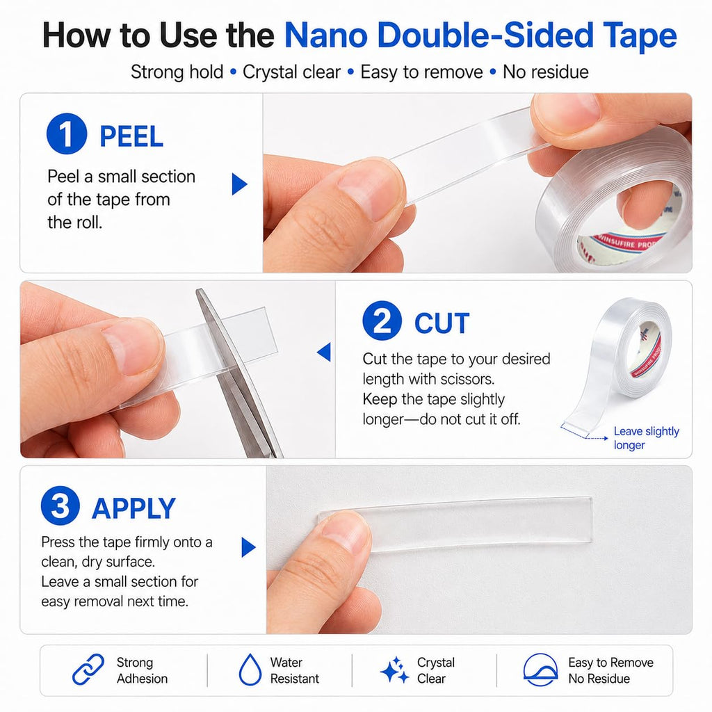 High Viscosity Nano Double-Sided Mounting Tape 1inch 10FT 79Mil