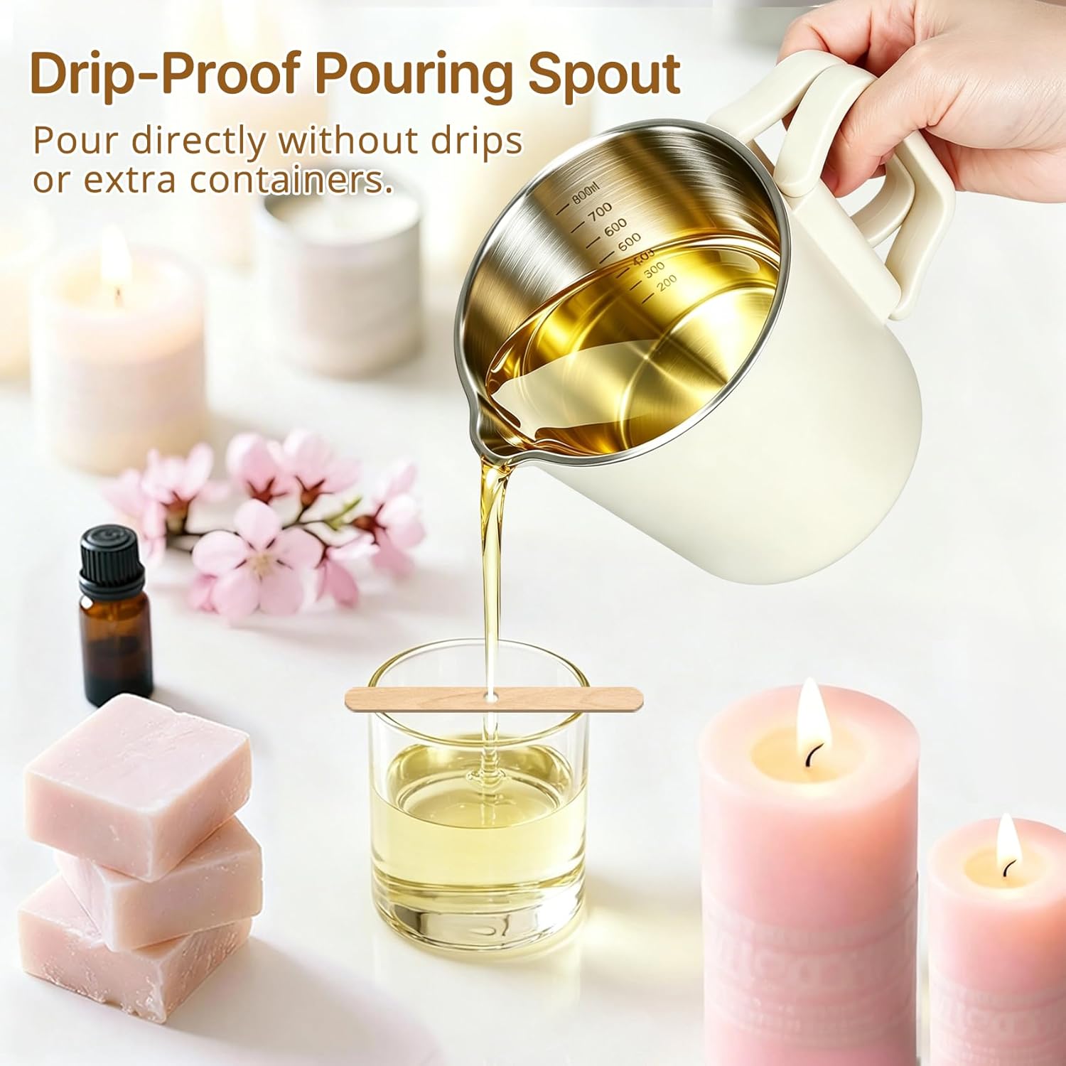 27 OZ Candle Making Supplies Kit with Wax Melting Pot for DIY Soap Making | with Thermometer and Pouring Spout